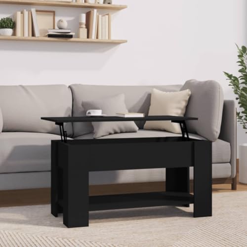 Qnhdfrt Moderner Höhenverstellbarer Couchtisch Schwarz aus Holzwerkstoff 101x49x52 cm mit Verstecktem Stauraum Vielseitig als Beistelltisch Esstisch oder Schreibtisch für Wohnzimmer und Home Office Qnhdfrt Moderner Höhenverstellbarer Couchtisch Schwarz aus Holzwerkstoff 101x49x52 cm mit Verstecktem Stauraum Vielseitig als Beistelltisch Esstisch oder Schreibtisch für Wohnzimmer und Home Office von Qnhdfrt