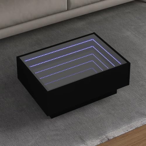 Qnhdfrt Moderner LED Couchtisch mit Infinity Spiegel Schwarz 70x50x30 cm aus Holzwerkstoff und Glas RGB-Beleuchtung vielseitig als Beistelltisch oder Nachttisch für Wohnzimmer und Schlafzimmer Qnhdfrt Moderner LED Couchtisch mit Infinity Spiegel Schwarz 70x50x30 cm aus Holzwerkstoff und Glas RGB-Beleuchtung vielseitig als Beistelltisch oder Nachttisch für Wohnzimmer und Schlafzimmer von Qnhdfrt