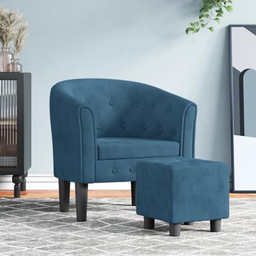 Qnhdfrt Moderner Loungesessel mit Fußhocker Dunkelblau Samt Bequemer Clubsessel für Wohnzimmer Schlafzimmer Büro oder Gästezimmer Robust und Kompakt Qnhdfrt Moderner Loungesessel mit Fußhocker Dunkelblau Samt Bequemer Clubsessel für Wohnzimmer Schlafzimmer Büro oder Gästezimmer Robust und Kompakt von Qnhdfrt