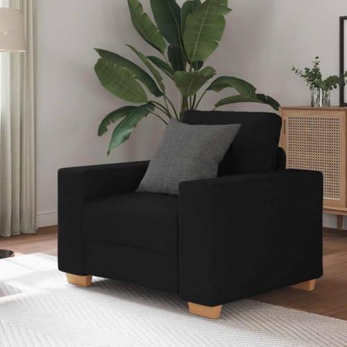 Qnhdfrt Moderner Relaxsessel Schwarz 60 cm Stoff mit Sperrholz Armlehnen Bequem für Wohnzimmer Schlafzimmer und Homeoffice Komfortables Design von Qnhdfrt