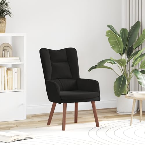 Qnhdfrt Moderner Relaxsessel Schwarz Samt mit Ergonomischem Design Massiven Eichenholzbeinen und Atmungsaktivem Polyester für Wohnzimmer Schlafzimmer Lesen Entspannen von Qnhdfrt