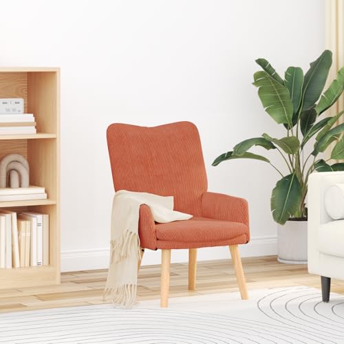Qnhdfrt Moderner Relaxsessel in Rot Orange Cordstoff für Wohnzimmer Ergonomisch mit Weichen Armlehnen und Hoher Tragkraft bis 150kg – Rechteckiges Design für Gemütliche Entspannung von Qnhdfrt