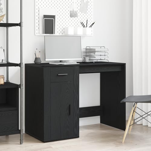 Qnhdfrt Moderner Schreibtisch Schwarz Eiche 100x49x75 cm Holzwerkstoff mit Schublade und Schrank für Büro Jugendzimmer Homeoffice Qnhdfrt Moderner Schreibtisch Schwarz Eiche 100x49x75 cm Holzwerkstoff mit Schublade und Schrank für Büro Jugendzimmer Homeoffice von Qnhdfrt