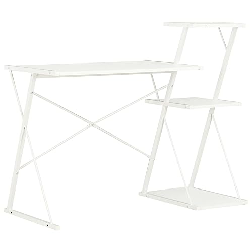 Qnhdfrt Moderner Schreibtisch mit Regal Weiß 116x50x93 cm Groß Computertisch mit X-Beine für Homeoffice Büro und Jugendzimmer Qnhdfrt Moderner Schreibtisch mit Regal Weiß 116x50x93 cm Groß Computertisch mit X-Beine für Homeoffice Büro und Jugendzimmer von Qnhdfrt
