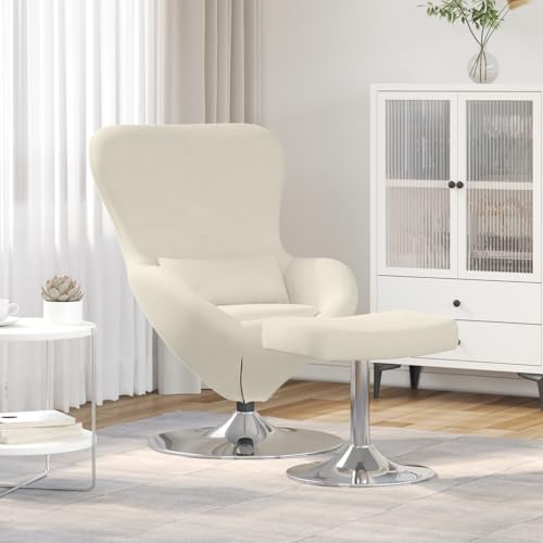 Qnhdfrt Moderner Sessel mit Fußhocker Creme Samt Oval für Wohnzimmer Leseecken und Balkon - Bequem mit Verstellbaren Armlehnen und Weicher Polsterung von Qnhdfrt