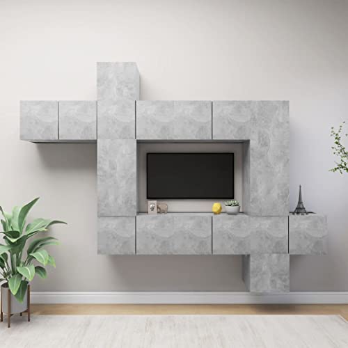 Qnhdfrt Moderner TV-Schrank Set Betongrau Holzwerkstoff Hängend mit Großem Stauraum für Wohnzimmer Fernseher Kommode – 10-teilig Wandmontage Qnhdfrt Moderner TV-Schrank Set Betongrau Holzwerkstoff Hängend mit Großem Stauraum für Wohnzimmer Fernseher Kommode – 10-teilig Wandmontage von Qnhdfrt