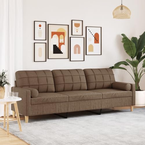 Qnhdfrt Modernes 3-Sitzer Sofa Braun 210 cm Sitzbreite Stoff Couch mit Zierkissen für Wohnzimmer und Loungebereich Qnhdfrt Modernes 3-Sitzer Sofa Braun 210 cm Sitzbreite Stoff Couch mit Zierkissen für Wohnzimmer und Loungebereich von Qnhdfrt