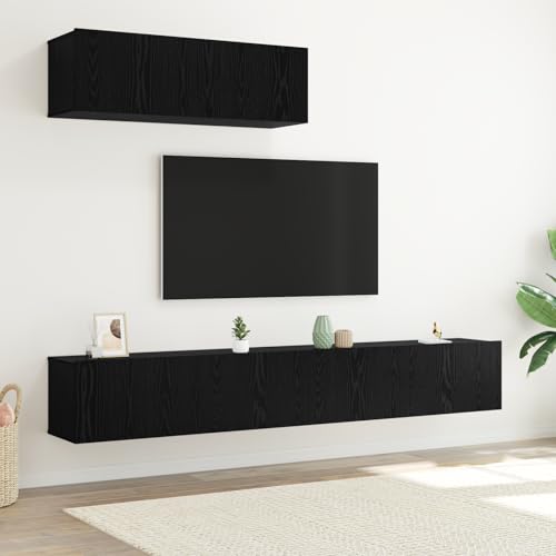 Qnhdfrt Modernes 3-teiliges TV-Schrank Set Wandmontiert in Schwarz Eiche Holzwerkstoff mit integrierten Regalen für Wohnzimmer Möbel zur Aufbewahrung von Elektronik und Medien Qnhdfrt Modernes 3-teiliges TV-Schrank Set Wandmontiert in Schwarz Eiche Holzwerkstoff mit integrierten Regalen für Wohnzimmer Möbel zur Aufbewahrung von Elektronik und Medien von Qnhdfrt