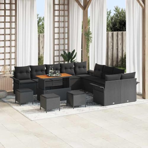 Qnhdfrt Modernes 5-teiliges Ecksofa-Set aus synthetischem Poly-Rattan Schwarz UV-beständig für Garten und Balkon mit plüschigen Kissen Qnhdfrt Modernes 5-teiliges Ecksofa-Set aus synthetischem Poly-Rattan Schwarz UV-beständig für Garten und Balkon mit plüschigen Kissen von Qnhdfrt