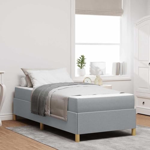 Qnhdfrt Modernes Bettgestell Hellgrau Weiß 90 x 190 cm mit Stauraum Boxspringbett Stoff Bezug Einfaches Design für Schlafzimmer Gästebett Jugendbett Qnhdfrt Modernes Bettgestell Hellgrau Weiß 90 x 190 cm mit Stauraum Boxspringbett Stoff Bezug Einfaches Design für Schlafzimmer Gästebett Jugendbett von Qnhdfrt
