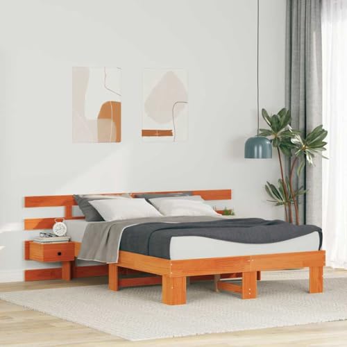 Qnhdfrt Modernes Bettgestell aus Massivholz Kiefer 120 x 200 cm mit Integrierten Nachttischen und Schubladen Stauraum Ohne Lattenrost Robustes Design für Schlafzimmer Qnhdfrt Modernes Bettgestell aus Massivholz Kiefer 120 x 200 cm mit Integrierten Nachttischen und Schubladen Stauraum Ohne Lattenrost Robustes Design für Schlafzimmer von Qnhdfrt