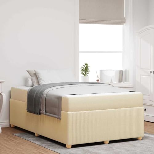 Qnhdfrt Modernes Bettgestell mit Matratze 120 x 200 cm Creme Stoff Design stilvolle Schlafzimmerdekoration von Qnhdfrt