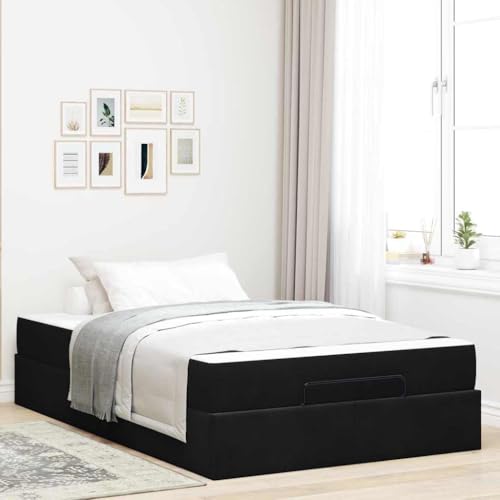 Qnhdfrt Modernes Bettgestell mit Stauraum 120 x 200 cm in Schwarz Samt Stoff Bezug Elegantes Design mit Matratze für Schlafzimmer Gästezimmer und kleine Räume Qnhdfrt Modernes Bettgestell mit Stauraum 120 x 200 cm in Schwarz Samt Stoff Bezug Elegantes Design mit Matratze für Schlafzimmer Gästezimmer und kleine Räume von Qnhdfrt