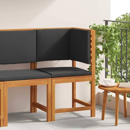 Qnhdfrt Modernes Ecksofa für Garten und Balkon aus Akazienholz Anthrazit mit Kissen - Komfortables Outdoor-Sofa für Terrasse und Garten von Qnhdfrt