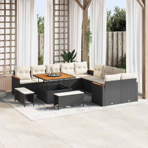 Qnhdfrt Modernes Gartensofa Set aus synthetischem Poly Rattan Schwarz 5-TLG. Outdoor Lounge Set mit Kissen für Garten, Terrasse und Balkon von Qnhdfrt