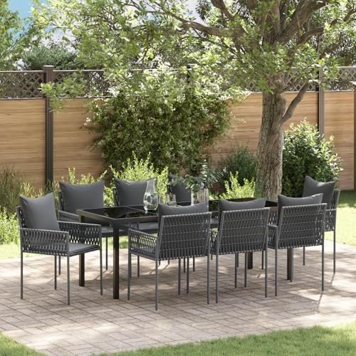 Qnhdfrt Modernes Gartenstuhl Set Schwarz PE Rattan mit Kissen – 2 Stühle und 1 Tisch für Garten Terrasse Balkon – Robust und Langlebiges Design von Qnhdfrt