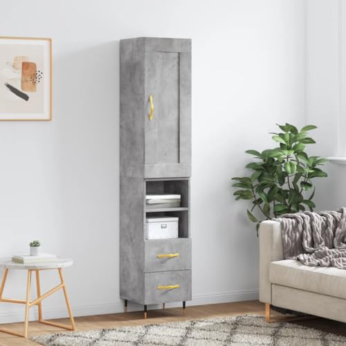 Qnhdfrt Modernes Highboard Betongrau 34,5x34x180 cm aus Holzwerkstoff mit viel Stauraum, praktischer Tür und Metallfüßen für Elegante Organisation im Wohnzimmer, Flur oder als Küchenschrank Qnhdfrt Modernes Highboard Betongrau 34,5x34x180 cm aus Holzwerkstoff mit viel Stauraum, praktischer Tür und Metallfüßen für Elegante Organisation im Wohnzimmer, Flur oder als Küchenschrank von Qnhdfrt