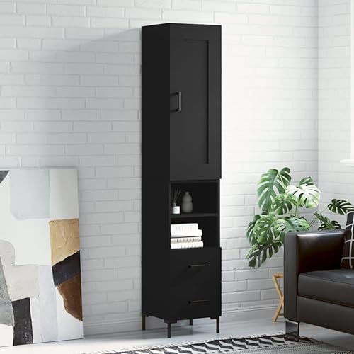 Qnhdfrt Modernes Highboard Schwarz 34,5x34x180 cm Sideboard Schrank mit Tür Holzwerkstoff Metallfüßen für Wohnzimmer Küche Flur Elegant Robust Qnhdfrt Modernes Highboard Schwarz 34,5x34x180 cm Sideboard Schrank mit Tür Holzwerkstoff Metallfüßen für Wohnzimmer Küche Flur Elegant Robust von Qnhdfrt