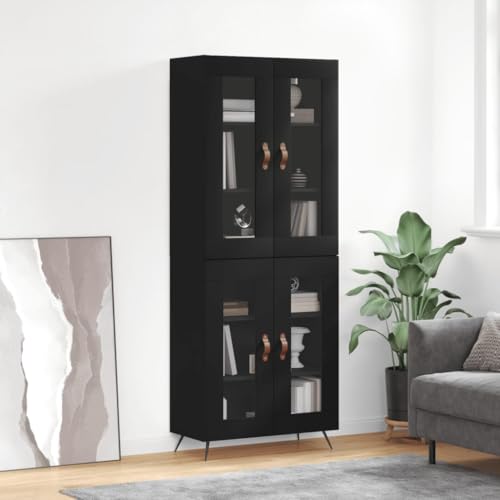 Qnhdfrt Modernes Highboard Schwarz Sideboard mit Storage und Metallfüßen 69,5x34x180 cm Holzwerkstoff Robust für Wohnzimmer Küche Flur Qnhdfrt Modernes Highboard Schwarz Sideboard mit Storage und Metallfüßen 69,5x34x180 cm Holzwerkstoff Robust für Wohnzimmer Küche Flur von Qnhdfrt