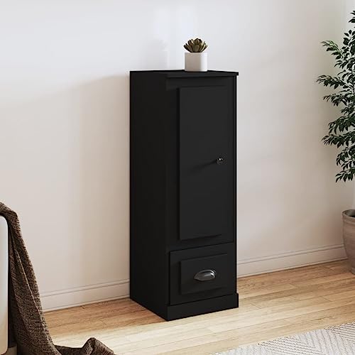 Qnhdfrt Modernes Highboard Sideboard Schrank Schwarz 36x35,5x103,5 cm aus Holzwerkstoff mit Viel Stauraum für Wohnzimmer Flur Küche von Qnhdfrt