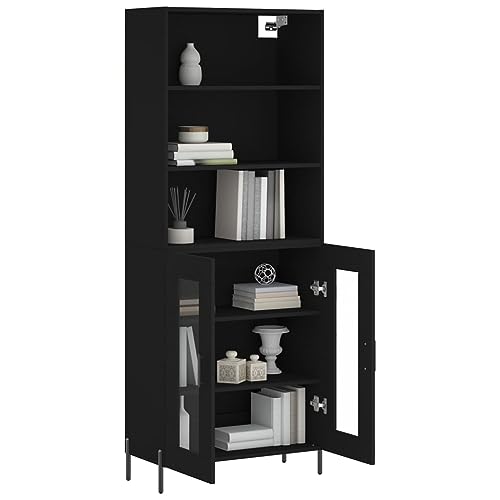 Qnhdfrt Modernes Highboard mit Sideboard in Schwarz aus Holzwerkstoff Metall Glas 69,5x34x180 cm mit viel Stauraum für Elegante Einrichtung in Wohnzimmer Küche und Flur Qnhdfrt Modernes Highboard mit Sideboard in Schwarz aus Holzwerkstoff Metall Glas 69,5x34x180 cm mit viel Stauraum für Elegante Einrichtung in Wohnzimmer Küche und Flur von Qnhdfrt