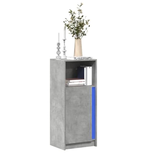 Qnhdfrt Modernes LED-Sideboard Betongrau 42,5x34x100 cm mit RGB-Beleuchtung Holzwerkstoff Glas für Wohnzimmer Flur Küche von Qnhdfrt