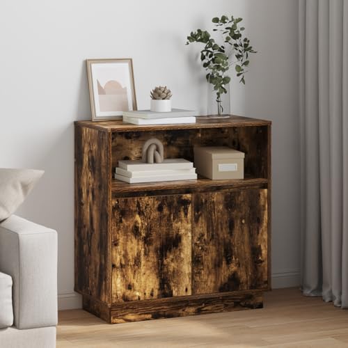 Qnhdfrt Modernes LED-Sideboard aus Räuchereiche MDF Braun 71x34,5x75 cm mit 2 Türen für Esszimmer Wohnzimmer Anrichte Buffetschrank Stauraum und Design Qnhdfrt Modernes LED-Sideboard aus Räuchereiche MDF Braun 71x34,5x75 cm mit 2 Türen für Esszimmer Wohnzimmer Anrichte Buffetschrank Stauraum und Design von Qnhdfrt