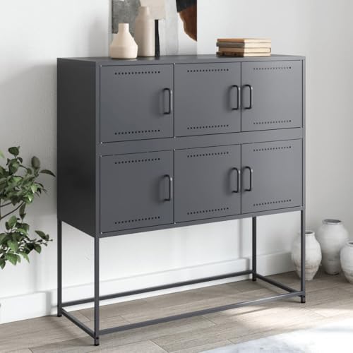 Qnhdfrt Modernes Sideboard Anthrazit aus Stahl 100,5x39x107 cm mit 6 Türen für Wohnzimmer Küche Flur Robust und Langlebig als Aufbewahrungsschrank Qnhdfrt Modernes Sideboard Anthrazit aus Stahl 100,5x39x107 cm mit 6 Türen für Wohnzimmer Küche Flur Robust und Langlebig als Aufbewahrungsschrank von Qnhdfrt