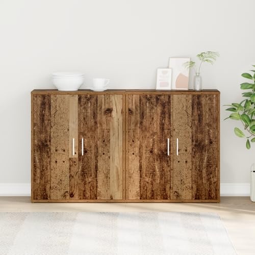 Qnhdfrt Modernes Sideboard Hochboard Schrank aus Holzwerkstoff Altes Holz 60x31x70 cm 2 Stück mit Stauraum für Esszimmer Wohnzimmer Büro von Qnhdfrt