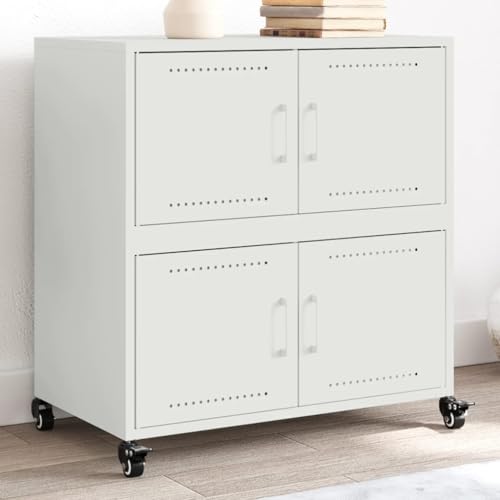 Qnhdfrt Modernes Sideboard Schrank Weiß aus Kaltgewalztem Stahl 68,5x39x72 cm mit 4 Türen und Rollen für Wohnzimmer Küche Büro Flur Qnhdfrt Modernes Sideboard Schrank Weiß aus Kaltgewalztem Stahl 68,5x39x72 cm mit 4 Türen und Rollen für Wohnzimmer Küche Büro Flur von Qnhdfrt