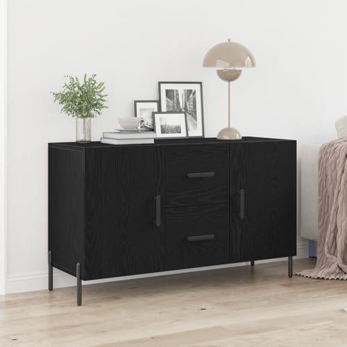Qnhdfrt Modernes Sideboard Schwarz Eiche 100x36x60 cm Aus Massivholz Buffetschrank mit 4 Fächern Elegant Robust für Esszimmer Wohnzimmer Büro Möbel Qnhdfrt Modernes Sideboard Schwarz Eiche 100x36x60 cm Aus Massivholz Buffetschrank mit 4 Fächern Elegant Robust für Esszimmer Wohnzimmer Büro Möbel von Qnhdfrt