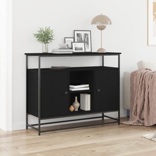 Qnhdfrt Modernes Sideboard Schwarz Eiche Buffetschrank 100x35x80 cm mit viel Stauraum für Esszimmer Wohnzimmer aus Holzwerkstoff und Stahl Qnhdfrt Modernes Sideboard Schwarz Eiche Buffetschrank 100x35x80 cm mit viel Stauraum für Esszimmer Wohnzimmer aus Holzwerkstoff und Stahl von Qnhdfrt