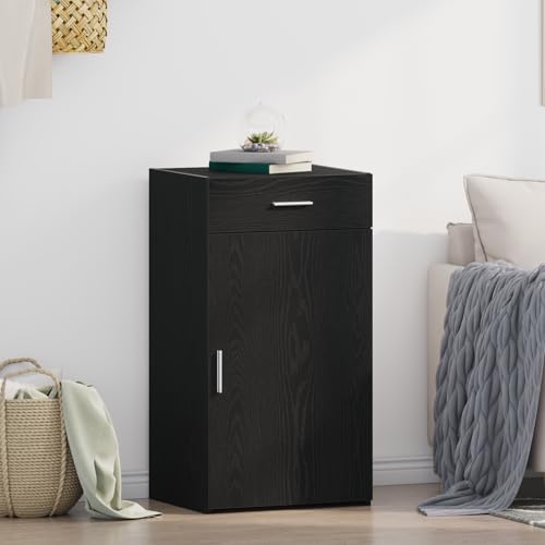 Qnhdfrt Modernes Sideboard Schwarz Eiche Holzwerkstoff 30x42,5x93 cm mit Großen Stauraum für Esszimmer und Wohnzimmer Möbel von Qnhdfrt