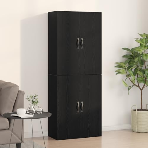 Qnhdfrt Modernes Sideboard Schwarz Eiche Holzwerkstoff 4 Türen Matt 69,5x34x180 cm Stauraum für Esszimmer Wohnzimmer Qnhdfrt Modernes Sideboard Schwarz Eiche Holzwerkstoff 4 Türen Matt 69,5x34x180 cm Stauraum für Esszimmer Wohnzimmer von Qnhdfrt