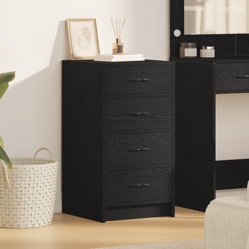 Qnhdfrt Modernes Sideboard Schwarz Eiche Holzwerkstoff 40x41x75 cm mit 4 Schubladen für Esszimmer und Wohnzimmer Stauraum Lösung von Qnhdfrt
