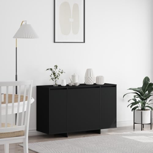 Qnhdfrt Modernes Sideboard Schwarz Hochwertiger Holzwerkstoff 120 cm Breit mit 4 Türen und 3 Regalen Stauraum für Wohnzimmer Esszimmer Qnhdfrt Modernes Sideboard Schwarz Hochwertiger Holzwerkstoff 120 cm Breit mit 4 Türen und 3 Regalen Stauraum für Wohnzimmer Esszimmer von Qnhdfrt