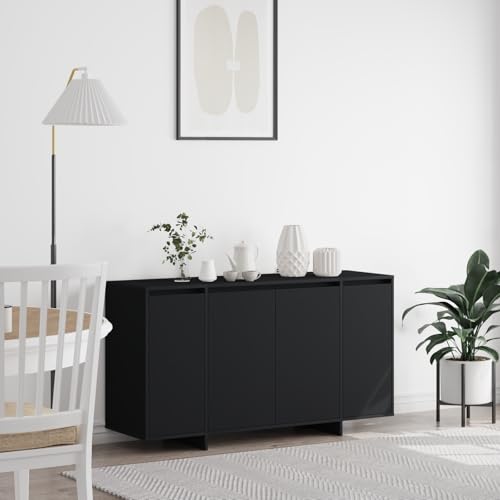 Qnhdfrt Modernes Sideboard Schwarz Holzwerkstoff für Esszimmer Buffetschrank mit 4 Türen Verstellbaren Regalen Großer Stauraum 135x41x75 cm Qnhdfrt Modernes Sideboard Schwarz Holzwerkstoff für Esszimmer Buffetschrank mit 4 Türen Verstellbaren Regalen Großer Stauraum 135x41x75 cm von Qnhdfrt