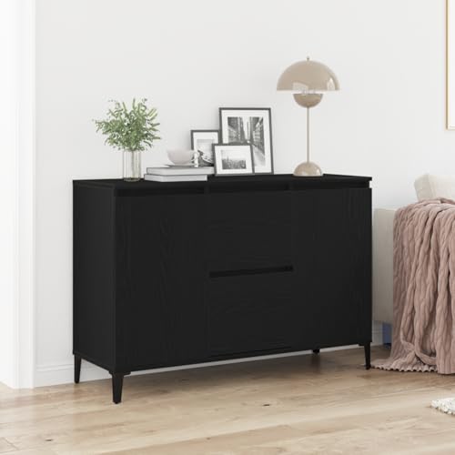 Qnhdfrt Modernes Sideboard aus Massivholz Eiche Schwarz Matt 104x35x70 cm mit viel Stauraum für Esszimmer Wohnzimmer oder als Buffet Qnhdfrt Modernes Sideboard aus Massivholz Eiche Schwarz Matt 104x35x70 cm mit viel Stauraum für Esszimmer Wohnzimmer oder als Buffet von Qnhdfrt