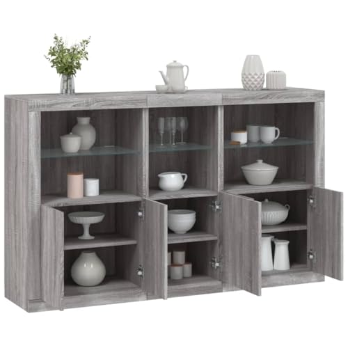 Qnhdfrt Modernes Sideboard mit RGB LED Beleuchtung Grau Sonoma 162x37x100 cm Beistellschrank aus Holzwerkstoff Glas für Wohnzimmer Flur Küche Qnhdfrt Modernes Sideboard mit RGB LED Beleuchtung Grau Sonoma 162x37x100 cm Beistellschrank aus Holzwerkstoff Glas für Wohnzimmer Flur Küche von Qnhdfrt