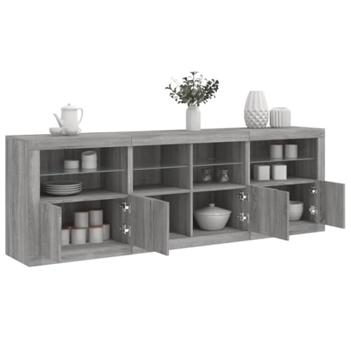 Qnhdfrt Modernes Sideboard mit RGB LED-Beleuchtung Grau Sonoma 202x37x67 cm Schrank für Wohnzimmer Flur Küche mit Großer Stauraum und Design Qnhdfrt Modernes Sideboard mit RGB LED-Beleuchtung Grau Sonoma 202x37x67 cm Schrank für Wohnzimmer Flur Küche mit Großer Stauraum und Design von Qnhdfrt