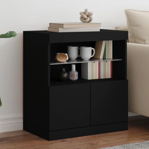 Qnhdfrt Modernes Sideboard mit RGB LED Beleuchtung Schwarz 60x37x67 cm für Wohnzimmer Küche und Flur Viel Stauraum Robustes Design Qnhdfrt Modernes Sideboard mit RGB LED Beleuchtung Schwarz 60x37x67 cm für Wohnzimmer Küche und Flur Viel Stauraum Robustes Design von Qnhdfrt
