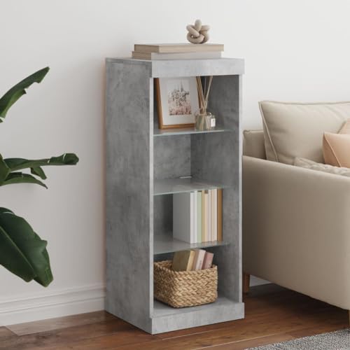 Qnhdfrt Modernes Sideboard mit RGB-LED-Beleuchtung in Betongrau 41x37x100 cm Schrank für Wohnzimmer Küche Flur mit Stauraum und Glas von Qnhdfrt
