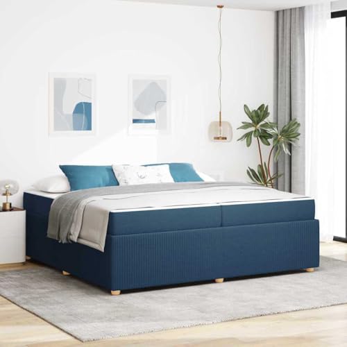 Qnhdfrt Modernes Stoff Bettgestell 200 x 200 cm mit Schaumstoffmatratze Blau Bequemes Daybed für Schlafzimmer und Gästezimmer von Qnhdfrt