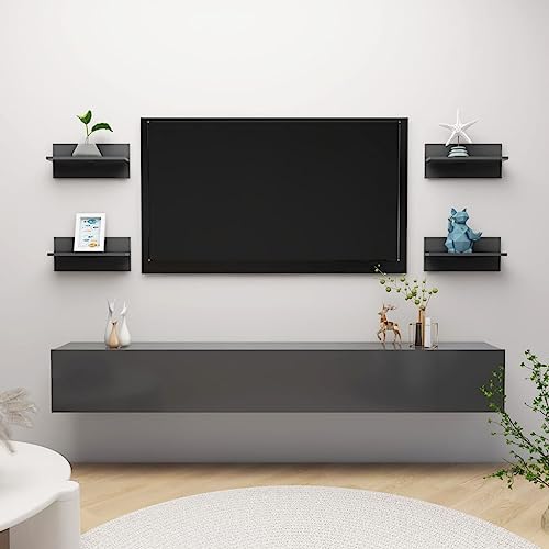 Qnhdfrt Modernes Wandregal Set 4 Stück Grau 40x11,5x18 cm Holzwerkstoff Robustes Hängeregal für Bücher CDs Deko in Wohnzimmer Bad Küche von Qnhdfrt