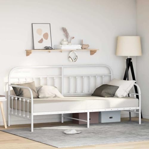 Qnhdfrt Modernes Weißes Metallbettgestell 107x203 cm Tagesbett mit Pulverbeschichtung Robuste Bauweise bis 200 kg für Schlafzimmer Gästezimmer und kleine Räume Qnhdfrt Modernes Weißes Metallbettgestell 107x203 cm Tagesbett mit Pulverbeschichtung Robuste Bauweise bis 200 kg für Schlafzimmer Gästezimmer und kleine Räume von Qnhdfrt