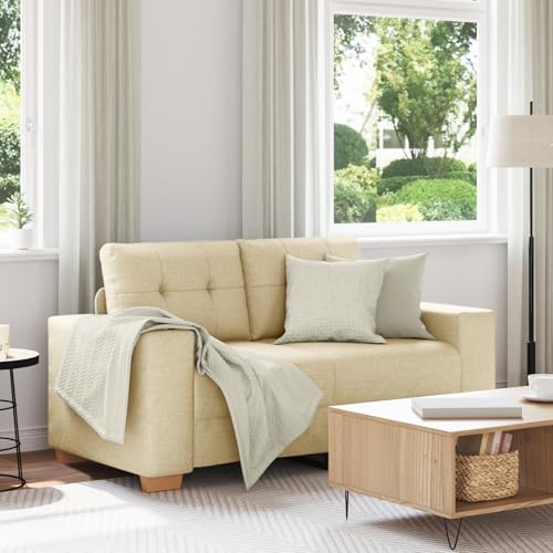 Qnhdfrt Modernes Zweisitzer Sofa Creme 120 cm Stoff Bequem Robust Für Wohnzimmer Kleine Räume Qnhdfrt Modernes Zweisitzer Sofa Creme 120 cm Stoff Bequem Robust Für Wohnzimmer Kleine Räume von Qnhdfrt