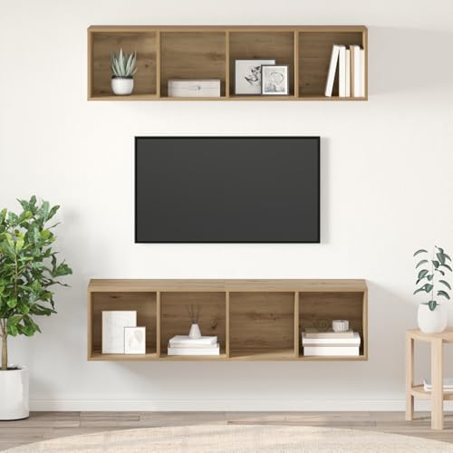 Qnhdfrt Modularer TV-Schrank Set 2 Stück Eiche Handwerklich 37x37x142,5 cm Wandmontage für Wohnzimmer Büro und Schlafzimmer mit Platz sparendem Design Qnhdfrt Modularer TV-Schrank Set 2 Stück Eiche Handwerklich 37x37x142,5 cm Wandmontage für Wohnzimmer Büro und Schlafzimmer mit Platz sparendem Design von Qnhdfrt