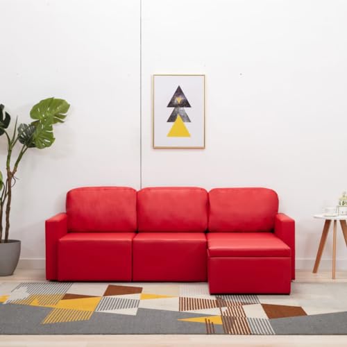 Qnhdfrt Modulares 3-Sitzer Schlafsofa Rot Kunstleder 72 cm Sitzhöhe Modern Eckcouch Ausziehbar für Wohnzimmer Gästezimmer und Loft 216 x 149 cm Qnhdfrt Modulares 3-Sitzer Schlafsofa Rot Kunstleder 72 cm Sitzhöhe Modern Eckcouch Ausziehbar für Wohnzimmer Gästezimmer und Loft 216 x 149 cm von Qnhdfrt