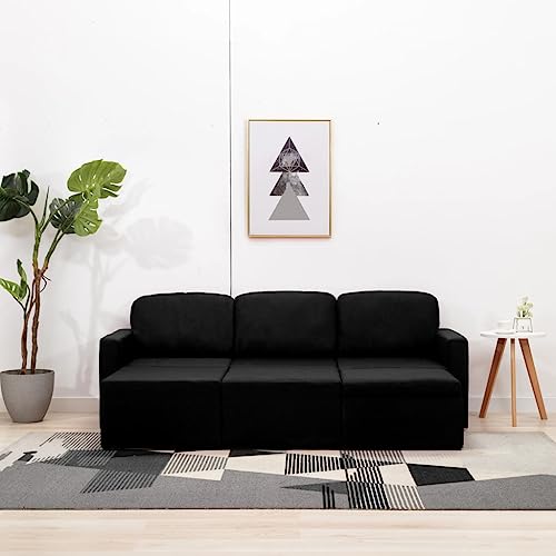 Qnhdfrt Modulares 3-Sitzer Schlafsofa Schwarz 216x149x72 cm Stoffbezug Modernes Ecksofa mit Schlaffunktion Sitzecke für Wohnzimmer Jugendzimmer Balkon und Gästezimmer von Qnhdfrt