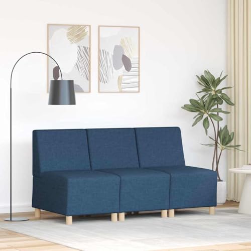 Qnhdfrt Modulares 3er Sofa Blau 55x74x82 cm Stoff Atmungsaktiv Ecksofa ohne Armlehnen Schlafsofa klein Modernes Design Robust & Langlebig für Wohnzimmer Jugendzimmer Balkon von Qnhdfrt